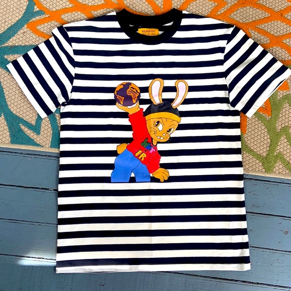 Worldwide Youth x Icy Rabbit Striped T-Shirt M - Picture 1 of 3